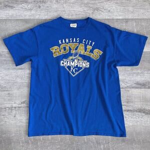 Kansas City Royals T Shirt Adult L World Series 2015 Blue Gold Short Sleeve